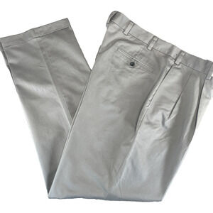 Jos A. Bank Traveler's Collection 36W x 32L Gray Pleated Twill Slacks Pants READ